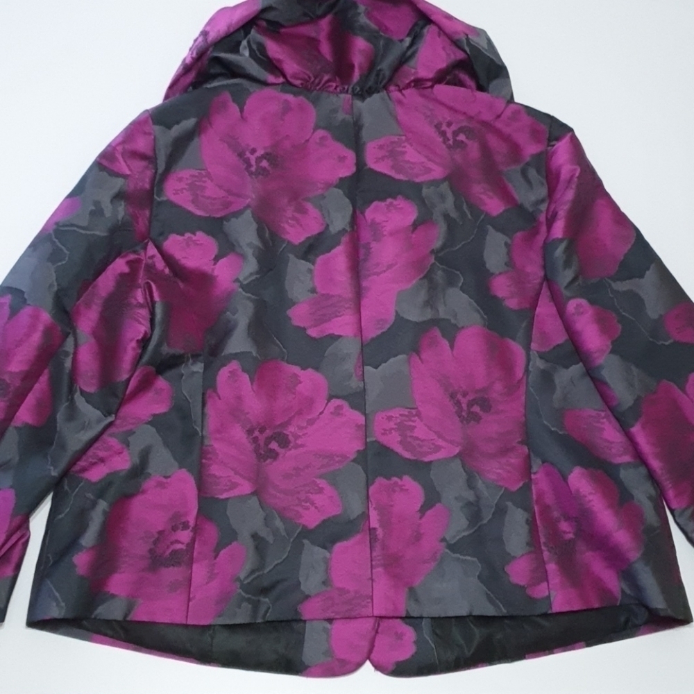 Lafayette 148 Blended Wool Purple Floral Print Blazer - Picture 4 of 9